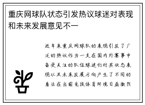 重庆网球队状态引发热议球迷对表现和未来发展意见不一